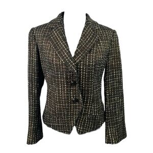 Coldwater Creek- Black & Bronze Tweed Long Sleeve 3 Button Blazer- Size:4P NWT